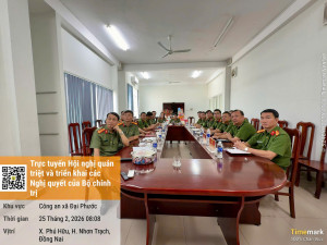 Đảng ủy Công an xã Đại Phước tổ chức xem truyền hình trực tiếp, quán triệt Nghị quyết số 79-NQ/TW và Nghị quyết số 80-NQ/TW của Bộ Chính trị