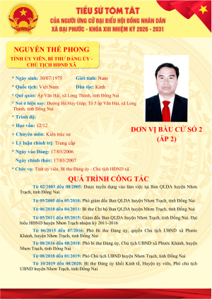 Danh sách những người ứng cử Đại biểu HĐND xã Đại Phước khóa XIII, nhiệm kỳ 2026-2031 tại đơn vị bầu cử số 02