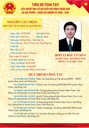 Danh sách những người ứng cử Đại biểu HĐND xã Đại Phước khóa XIII, nhiệm kỳ 2026-2031 tại đơn vị bầu cử số 04