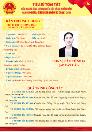 Danh sách những người ứng cử Đại biểu HĐND xã Đại Phước khóa XIII, nhiệm kỳ 2026-2031 tại đơn vị bầu cử số 07