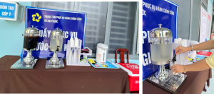 Trung tâm phục vụ hành chính công xã Đại Phước duy trì phục vụ nước uống miễn phí cho người dân