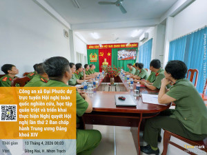 Đảng ủy Công an xã Đại Phước tổ chức học tập, quán triệt Nghị quyết Hội nghị Trung ương 2 khóa XIV