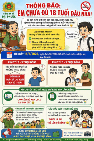 Công an xã Đại Phước tăng cường tuyên truyền phòng, chống thuốc lá học đường và nhắc nhở các cơ sở kinh doanh chấp hành quy định pháp luật