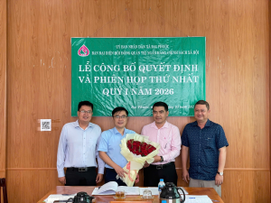 Lê Công bố Quyết định thành lập Ban đại diện Hội đồng quản trị NHCSXH xã Đại Phước và Họp Ban đại diện Hội đồng quản trị Ngân hàng Chính sách xã hội