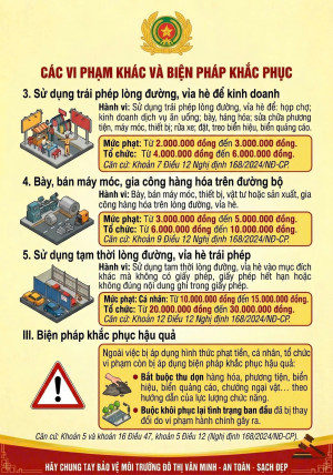 Công an xã Đại Phước tuyên truyền quy định xử phạt hành vi lấn chiếm lòng, lề đường, vỉa hè