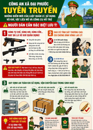Công an xã Đại Phước tuyên truyền những điểm mới của Luật Quản lý, sử dụng vũ khí, vật liệu nổ và công cụ hỗ trợ