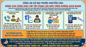Công an xã Đại Phước khuyến cáo người dân nâng cao cảnh giác với tội phạm lừa đảo chiếm đoạt tài sản trên không gian mạng