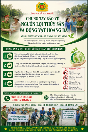 Công an xã Đại Phước tuyên truyền, vận động nhân dân chấp hành pháp luật về bảo vệ nguồn lợi thủy sản và động vật hoang dã