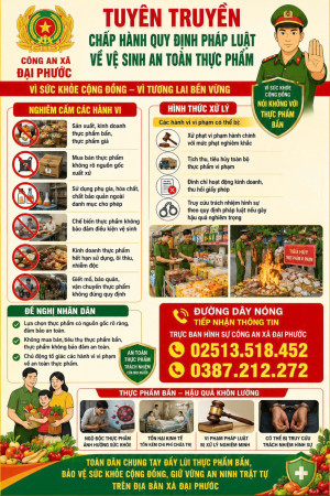 Công an xã Đại Phước tuyên truyền chấp hành quy định pháp luật về vệ sinh an toàn thực phẩm