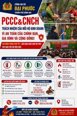 Công an xã Đại Phước đẩy mạnh tuyên truyền công tác phòng cháy, chữa cháy và cứu nạn, cứu hộ đối với hộ kinh doanh
