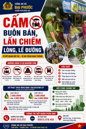 Công an xã Đại Phước đẩy mạnh tuyên truyền, vận động nhân dân không buôn bán, lấn chiếm lòng đường, vỉa hè