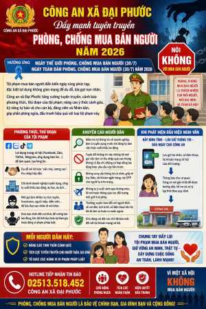 Công an xã Đại Phước đẩy mạnh tuyên truyền phòng, chống mua bán người năm 2026