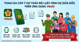 Tham gia góp ý dự thảo bộ luật hình sự (sửa đổi) trên ứng dụng VNeID