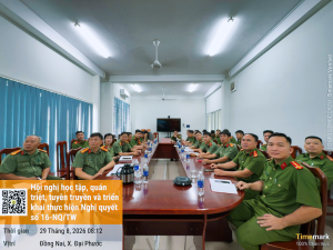 Đảng ủy Công an xã Đại Phước tổ chức theo dõi trực tuyến Hội nghị quán triệt, triển khai thực hiện Nghị quyết số 16-NQ/TW