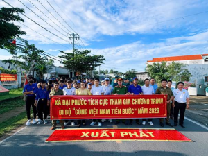 Công an xã Đại Phước bảo đảm an ninh, trật tự, an toàn giao thông chương trình đi bộ “Cùng Việt Nam tiến bước” năm 2026