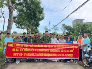 Công an xã Đại Phước tích cực tham gia công tác dân vận, chung tay xây dựng môi trường xanh – sạch – đẹp