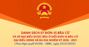 DANH SÁCH 07 ĐƠN VỊ BẦU CỬ VÀ SỐ ĐẠI BIỂU ĐƯỢC BẦU Ở MỖI ĐƠN VỊ BẦU CỬ ĐẠI BIỂU HĐND XÃ ĐA KIA NHIỆM KỲ 2026 2031
