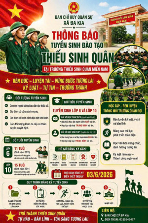THÔNG BÁO TUYỂN SINH ĐÀO TẠO THIẾU SINH QUÂN