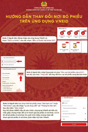 HƯỚNG DẪN THAY ĐỔI NƠI BỎ PHIẾU TRÊN ỨNG DỤNG VNEID