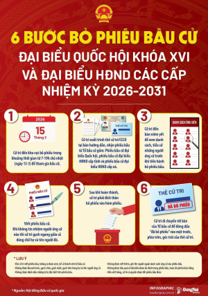 Quy trình 6 bước bỏ phiếu bầu cử đại biểu Quốc hội khóa XVI và đại biểu HĐND các cấp nhiệm kỳ 2026-2031