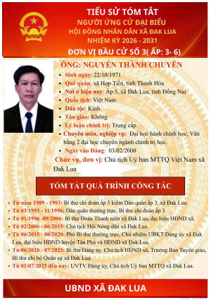 TÓM TẮT TIỂU SỬ CỦA CÁC ỨNG CỬ VIÊN ỨNG CỬ ĐẠI BIỂU HĐND XÃ...