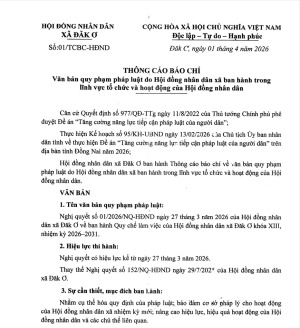 HĐND xã Đăk Ơ công bố quy chế làm việc của Hội đồng nhân dân Khóa XIII, nhiệm kỳ 2026-2031