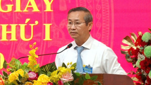 Đồng chí: Cao Tiến Sỹ - TUV, Bí thư Đảng ủy, Chủ tịch HĐND xã phát biểu tại Đại hội