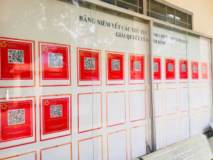 Bảng niêm yết Bộ Thủ tục hành chính tại Trung tâm Phục vụ hành chính công xã Dầu Giây
