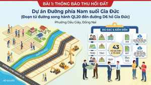 Thông báo thu hồi đất phục vụ Dự án Đường phía Nam suối Gia Đức (Kèm danh sách và File tải về chi tiết).