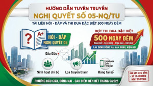 Hướng dẫn tuyên truyền tài liệu Hỏi - Đáp về Nghị quyết số 05-NQ/TU và đợt thi đua đặc biệt 500 ngày đêm trên địa bàn phường Dầu Giây.