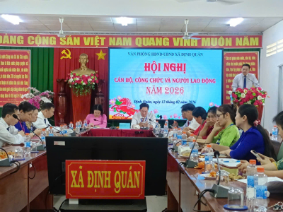 VĂN PHÒNG HĐND VÀ UBND XÃ ĐỊNH QUÁN TỔ CHỨC HỘI NGHỊ CÁN BỘ, CÔNG CHỨC VÀ NGƯỜI LAO ĐỘNG NĂM 2026