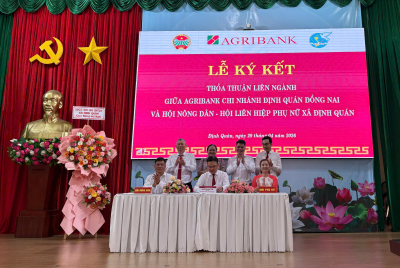 Agribank chi nhánh Định Quán – Đồng Nai ký kết thoả thuận liên ngành với Hội Nông dân và Hội LHPN xã Định Quán