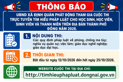 UBND XÃ ĐỊNH QUÁN PHÁT ĐỘNG THAM GIA CUỘC THI TRỰC TUYẾN TÌM...