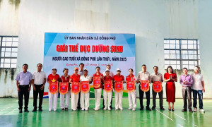 Hơn 120 vận động viên tham gia Giải thể dục dưỡng sinh Người cao tuổi xã Đồng Phú lần thứ I năm 2025.