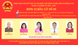 Danh sách các ứng cử viên Đại biểu HĐND đơn vị số 05 xã Đồng Phú nhiệm kỳ 2026 - 2031