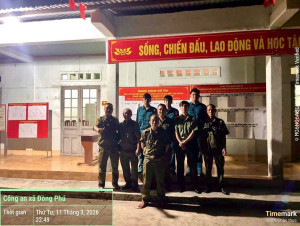 Công an xã và Ban chỉ huy quân sự xã Đồng Phú: Đảm bảo an ninh trật tự phục vụ bầu cử đại biểu Quốc hội khóa XVI và đại biểu HĐND các cấp nhiệm kỳ 2026 - 2031