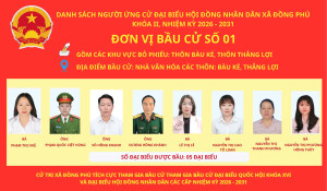 Danh sách các ứng cử viên Đại biểu HĐND đơn vị số 01 xã Đồng Phú nhiệm kỳ 2026 - 2031