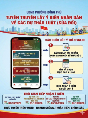 Phường Đồng Phú tuyên truyền, vận động Nhân dân góp ý 4 dự thảo luật qua ứng dụng VNeID