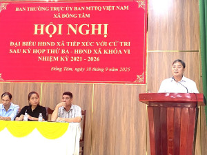 Đồng tâm tổ chức Hội nghị tiếp xúc cử tri với đại biểu HĐND xã sau kỳ họp thứ Ba, HĐND xã khóa VI, nhiệm kỳ 2021-2026 (Điểm số 1)