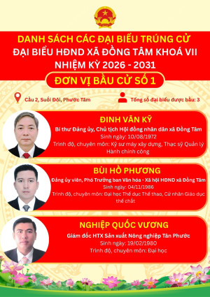 Danh sách những người trúng cử Đại biểu HĐND xã Đồng Tâm khoá VII, nhiệm kỳ 2026-2031