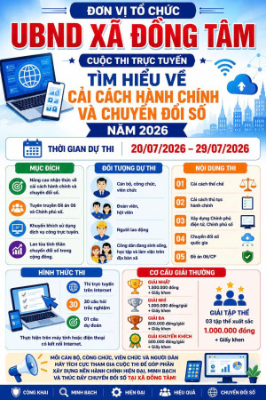 UBND xã Đồng Tâm phát động cuộc thi trực tuyến "Tìm hiểu về Cải cách hành chính và Chuyển đổi số năm 2026"
