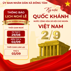 THÔNG BÁO LỊCH NGHỈ LỄ QUỐC KHÁNH 2/9/2026