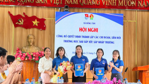 Đoàn xã Đồng Tâm tổ chức hội nghị công bố quyết định thành lập các chi đoàn, liên đội trường học sau sắp xếp, sáp nhập