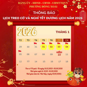 THÔNG BÁO TREO CỜ TỔ QUỐC VÀ NGHỈ TẾT DƯƠNG LỊCH NĂM 2026