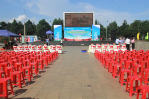 Lãnh đạo phường Đồng Xoài kiểm tra công tác chuẩn bị  Chương trình nghệ thuật chào mừng thành lập phường  và Đại hội đại biểu Đảng bộ phường nhiệm kỳ 2025 - 2030