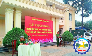 Ủy ban nhân dân phường Đồng Xoài tổ chức Lễ phát động “Ngày hội toàn dân giao nộp vũ khí, vật liệu nổ, công cụ hỗ trợ và pháo” năm 2025