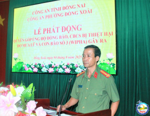 Công an phường Đồng Xoài phát động quyên góp ủng hộ đồng bào và cán bộ, chiến sĩ vùng thiên tai do bão số 3 (WIPHA)