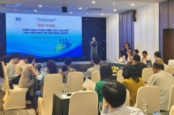 Đ/c Mai Kim Liên - Phó Cục trưởng Cục Biến đổi khí hậu - Bộ Nông nghiệp và Môi trường phát biểu khai mạc hội nghị