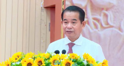 Đồng chí Thái Bảo - Phó Bí thư Tỉnh ủy, Trưởng ban Tổ chức Tỉnh ủy Đồng Nai phát biểu tại lễ khai giảng.