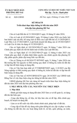 Triển khai thực hiện thống kê đất đai năm 2025 trên địa bàn phường Hố Nai